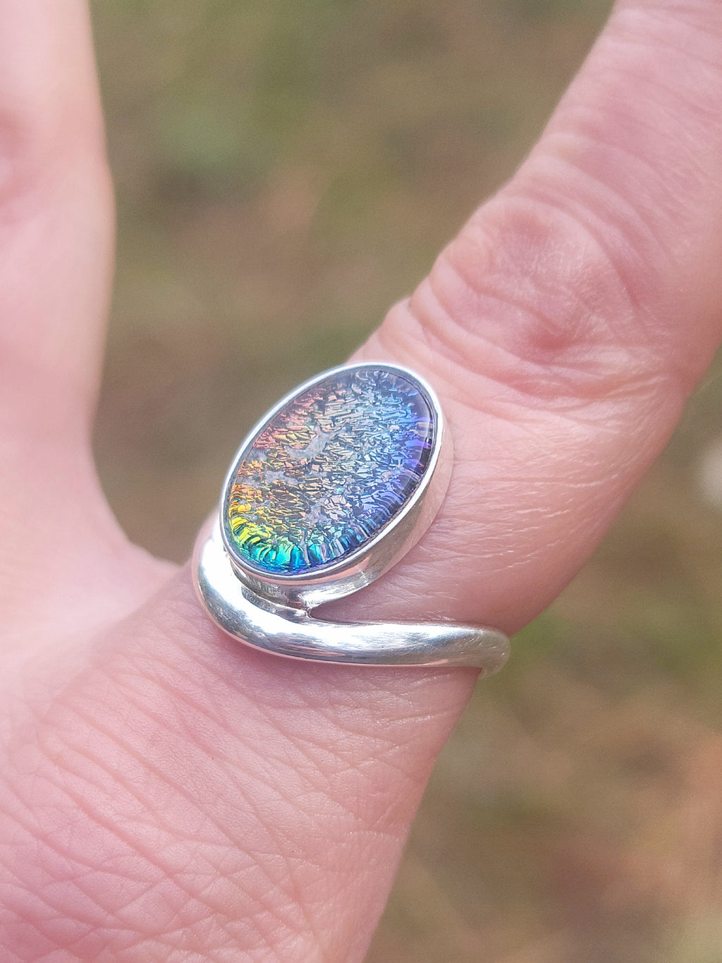 Bohemian 3rd Eye Cremation Ring Ashes InFused Glass Bali Sterling Silver Urn 7,8,9