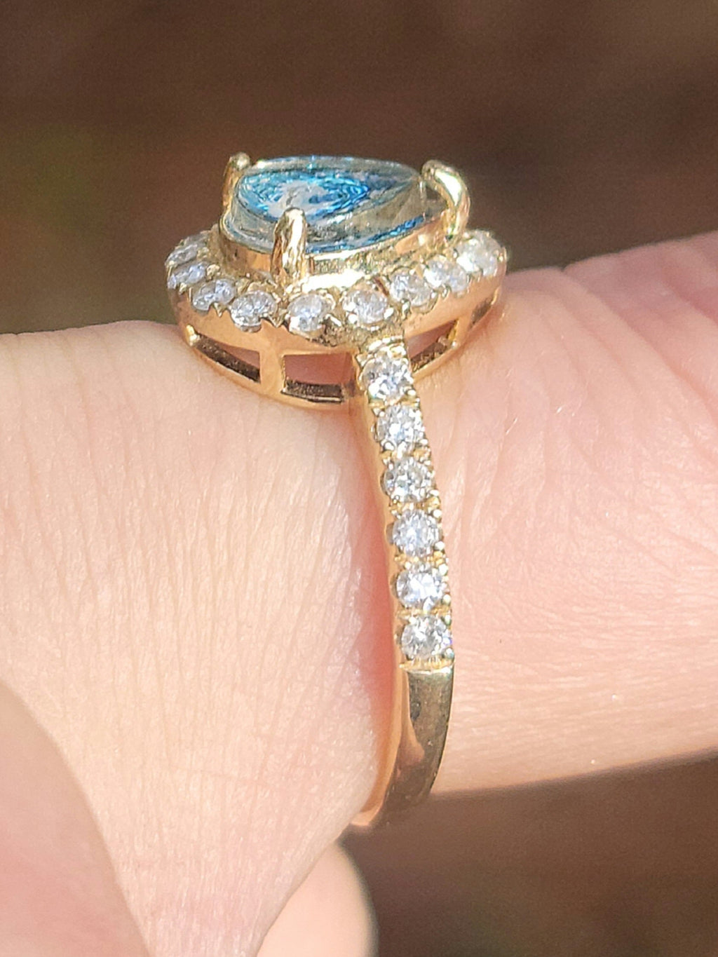 14k White or Yellow Gold Teardrop Halo Cremation Ring For Ashes 26 Moissanite Diamond Handmade Urn Custom Sizing