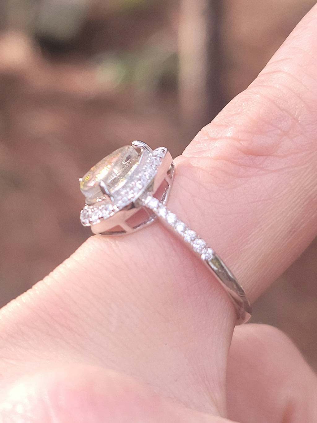 Teardrop Engagement Cremation Ring Ashes InFused Glass CZ Sterling Silver Urn 7,8,9