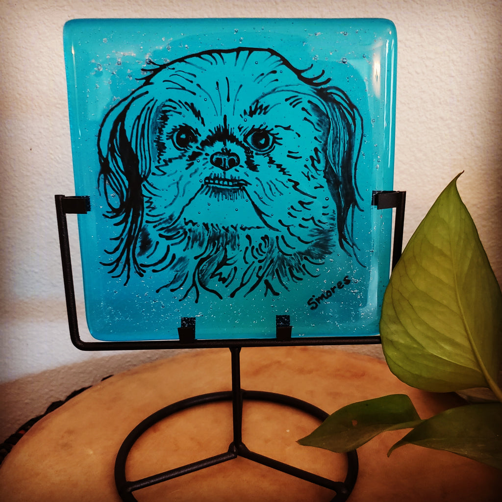 Ashes InFused Glass Cremation Art Portrait Sketch Photo Pet Memorial 5in