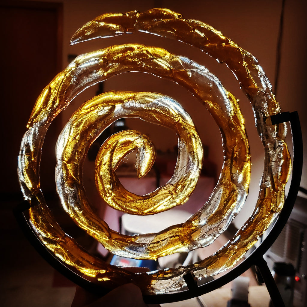 Ashes InFused Glass Cremation Art Spiral of Life Sculpture Memorial Urn