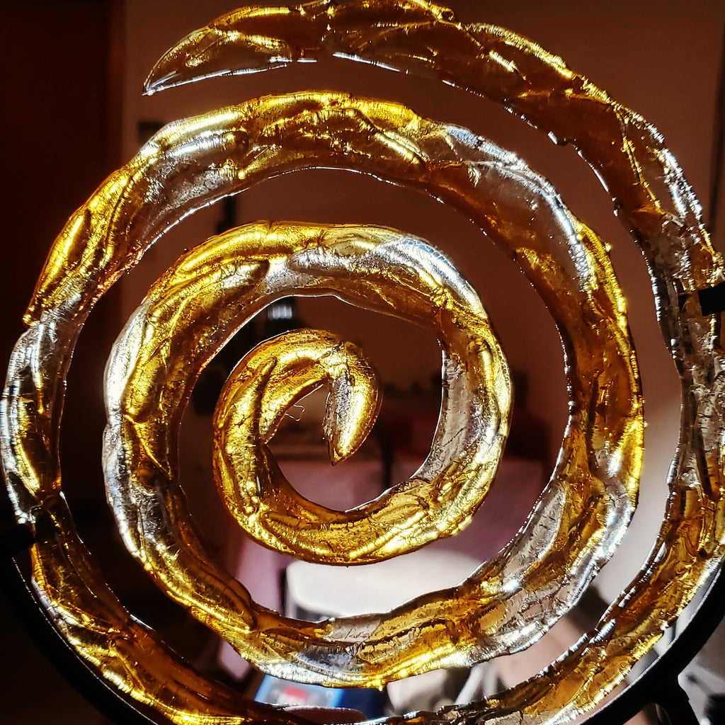 Ashes InFused Glass Cremation Art Spiral of Life Sculpture Memorial Urn