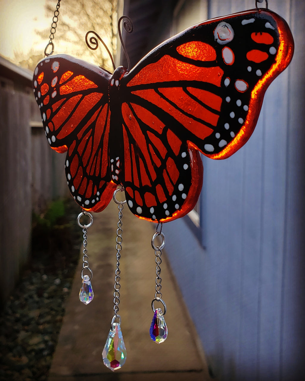 butterfly urn sun catcher monarch butterflies handmade with cremation ashes in glass