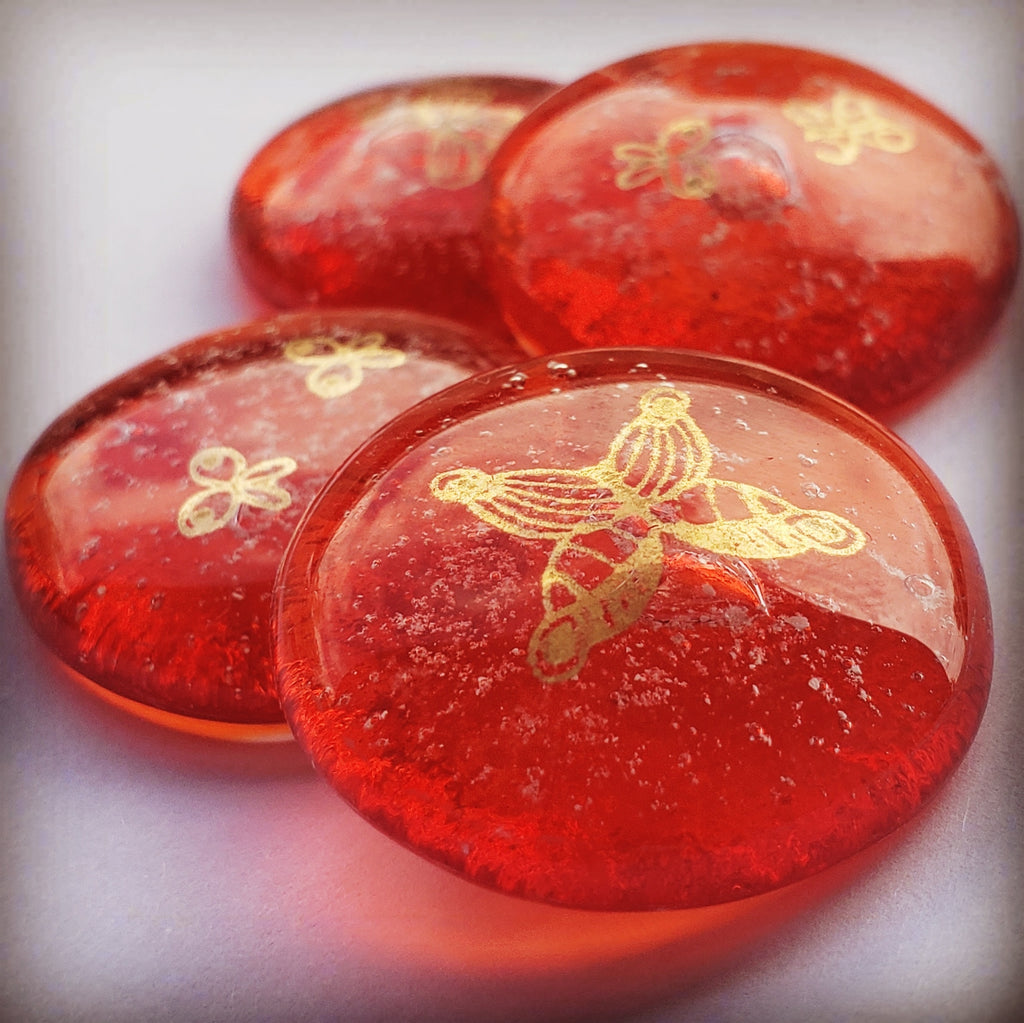 Cremation Comfort Pocket Stones 4 (set) Ashes InFused Glass 1 inch Comfort Pocket Urns