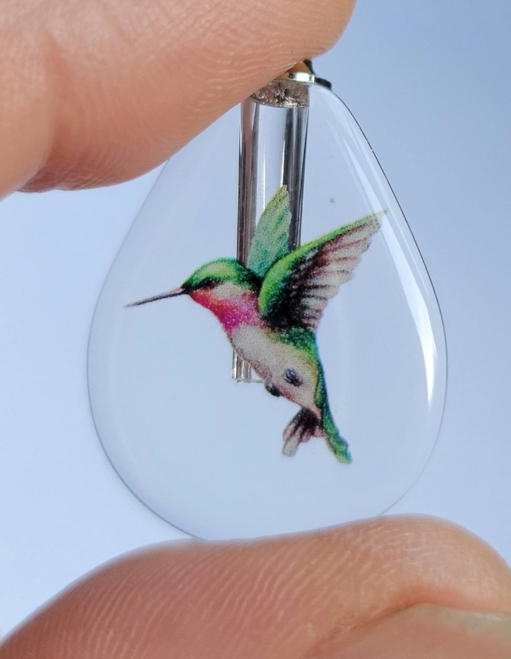 DIY Hummingbird Teardrop Cremation Jewelry Necklace Sympathy Kit Gift Wrapped with Tools