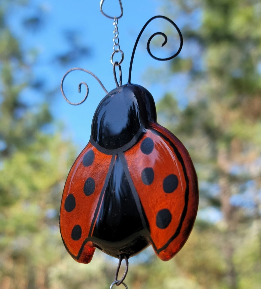 Ladybug Cremation Art Sun Catcher Ashes Infused Glass Memorial 4 inch