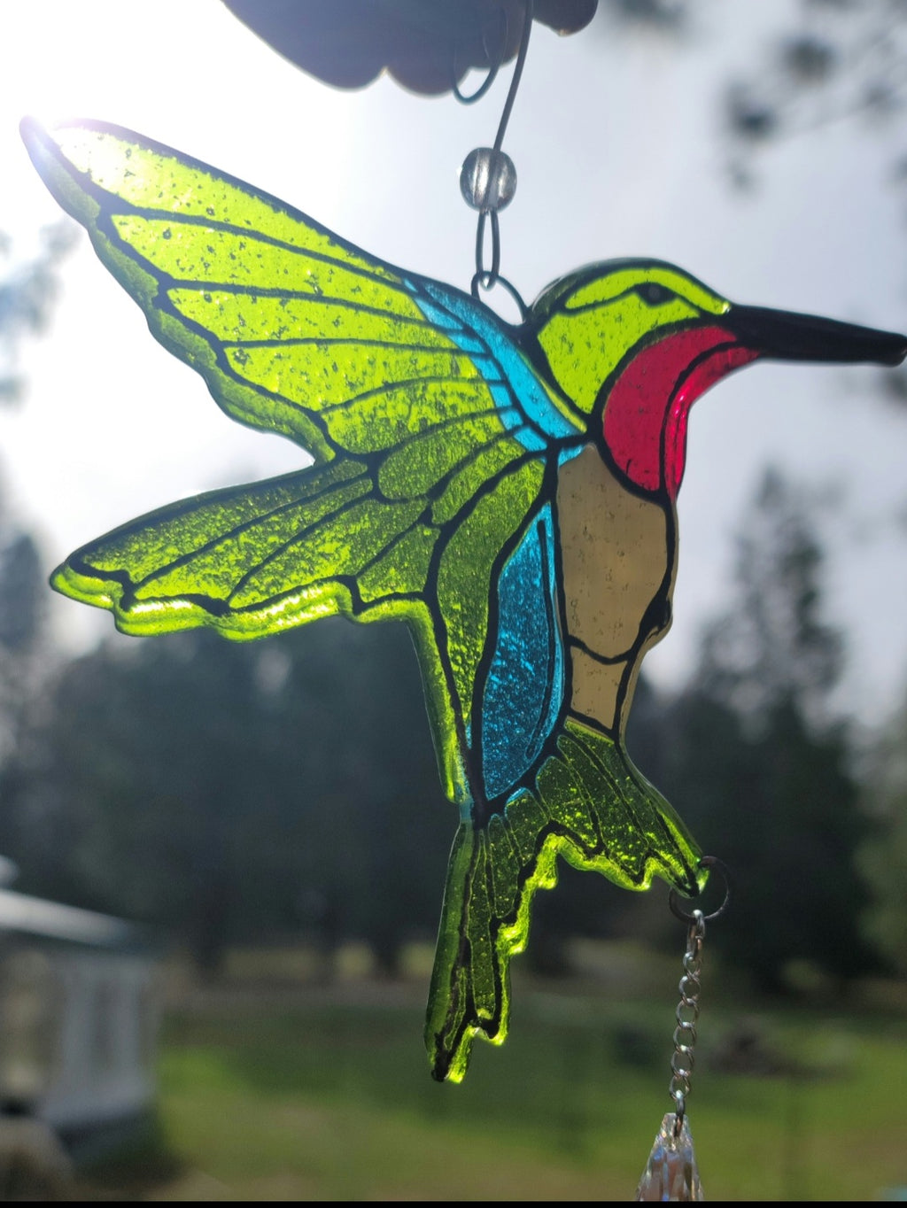 Hummingbird Cremation Art Sun Catcher Ashes Infused Glass Memorial 5inch