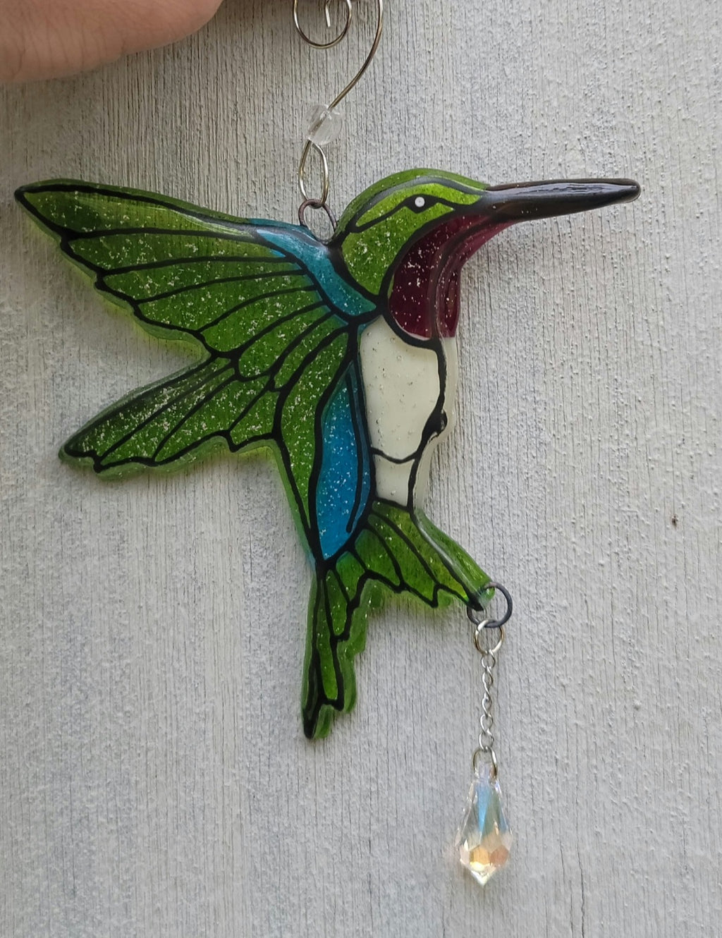 Hummingbird Cremation Art Sun Catcher Ashes Infused Glass Memorial 5inch