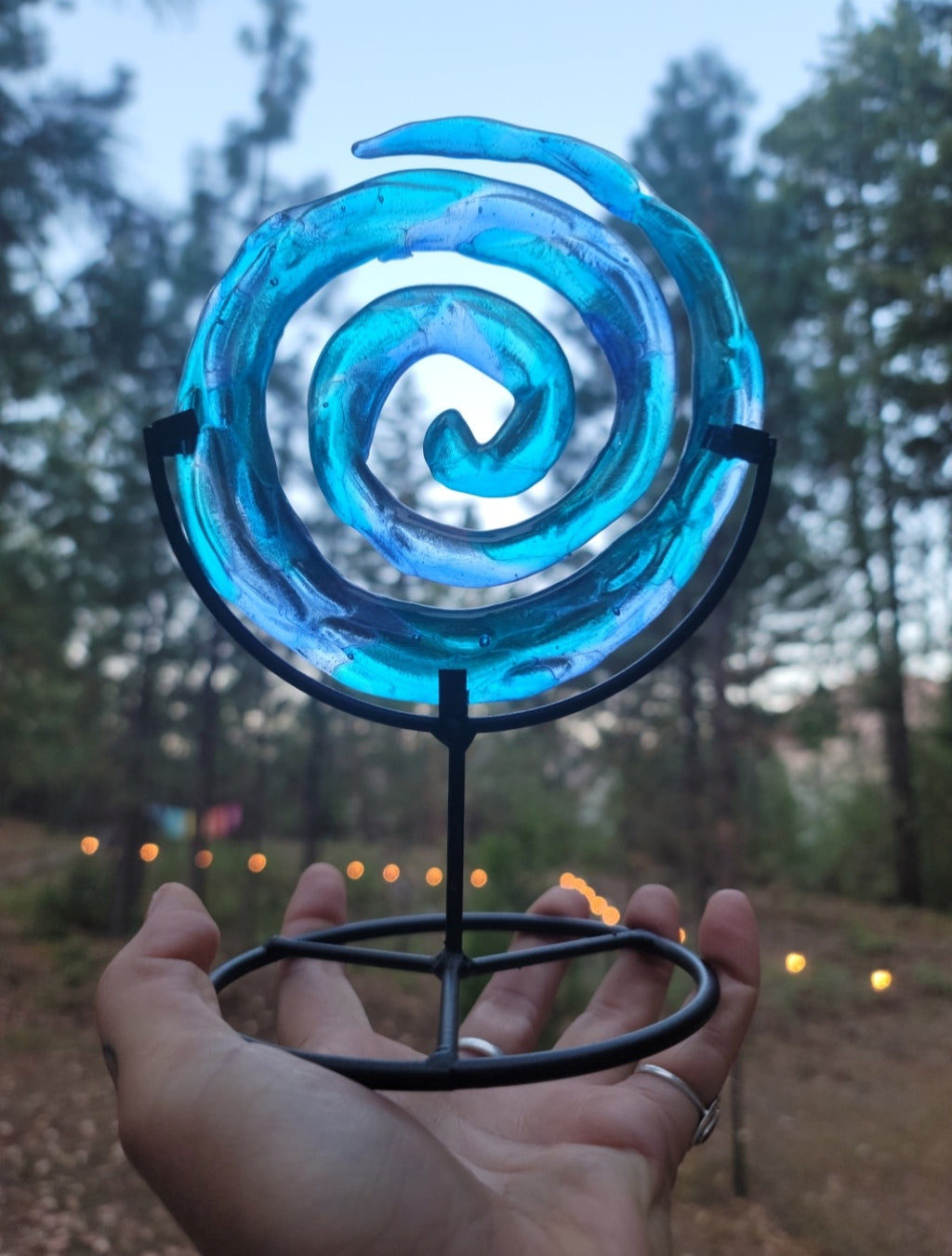 Ashes InFused Glass Cremation Art Spiral of Life Sculpture Memorial Urn