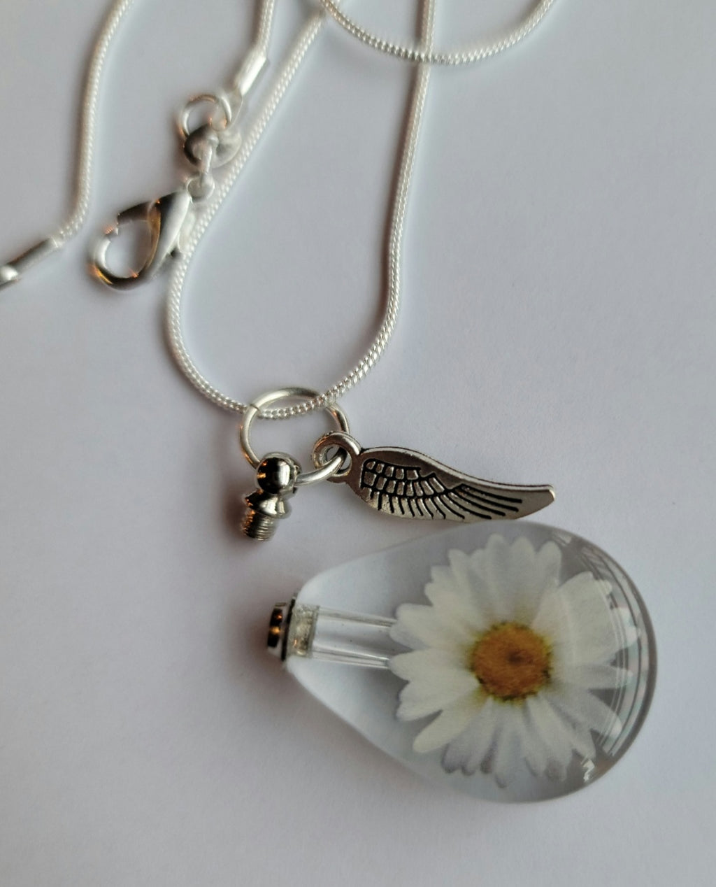 Fill Yourself Daisy Angel Wing Crystal Cremation Jewelry Urn