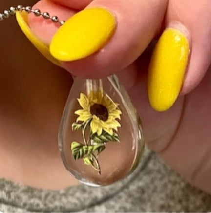DIY Sunflower Teardrop Cremation Jewelry Necklace Sympathy Kit Gift Wrapped with Tools