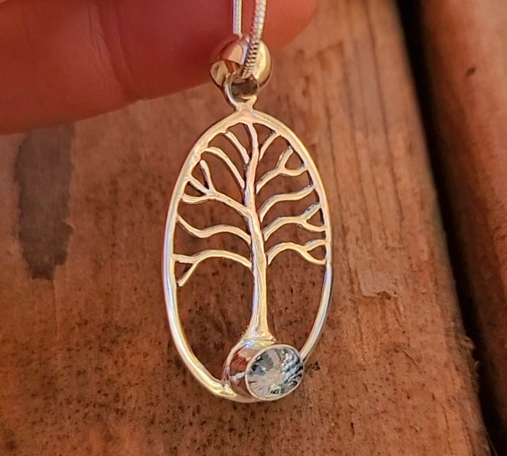 Tree of Life Dichroic Glass Pendant Necklace
