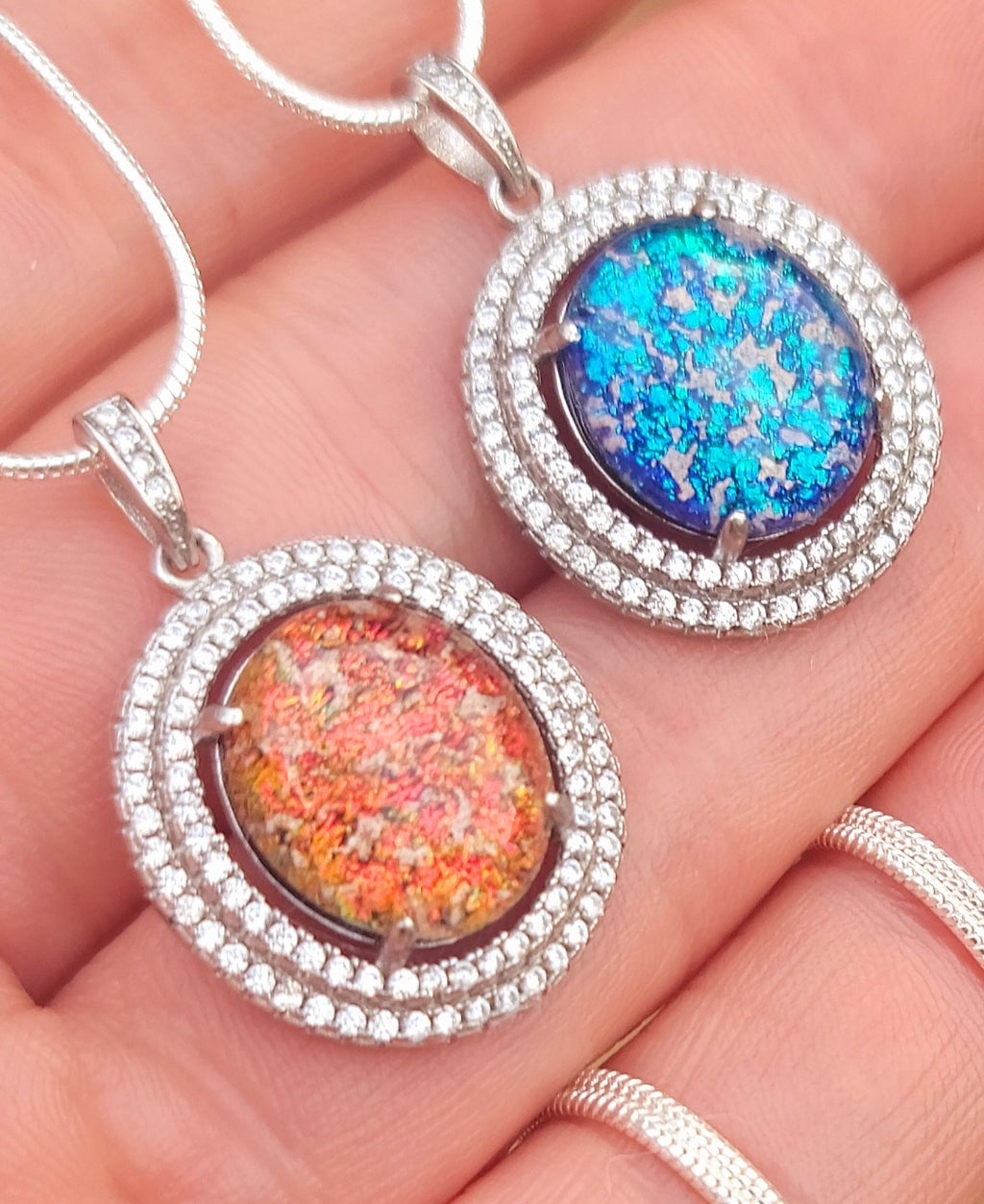 CLEARANCE CZ Halo Sterling Silver Pendant 14x12mm Cremation Ashes in Glass Urn Sympathy Pendant