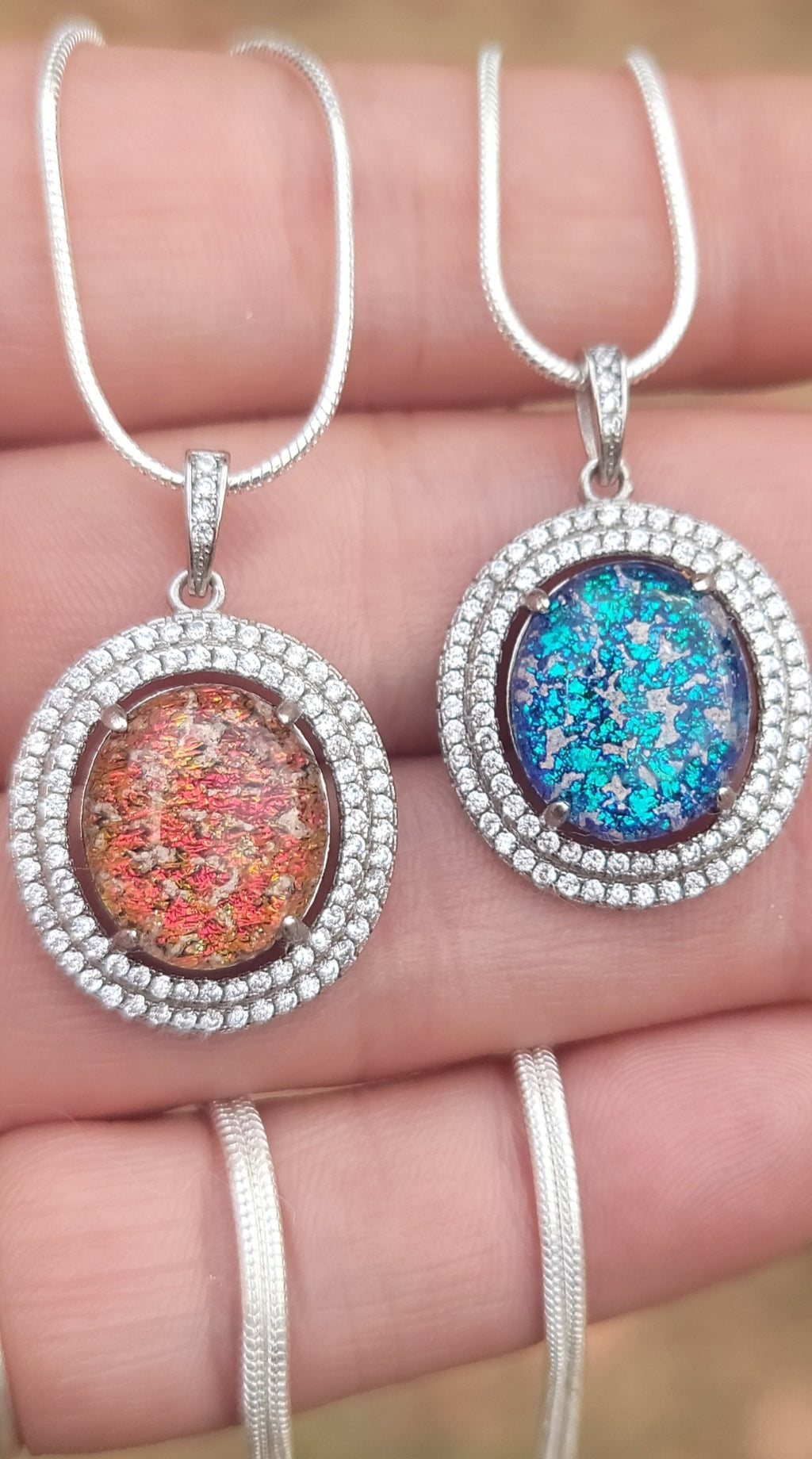 CLEARANCE CZ Halo Sterling Silver Pendant 14x12mm Cremation Ashes in Glass Urn Sympathy Pendant