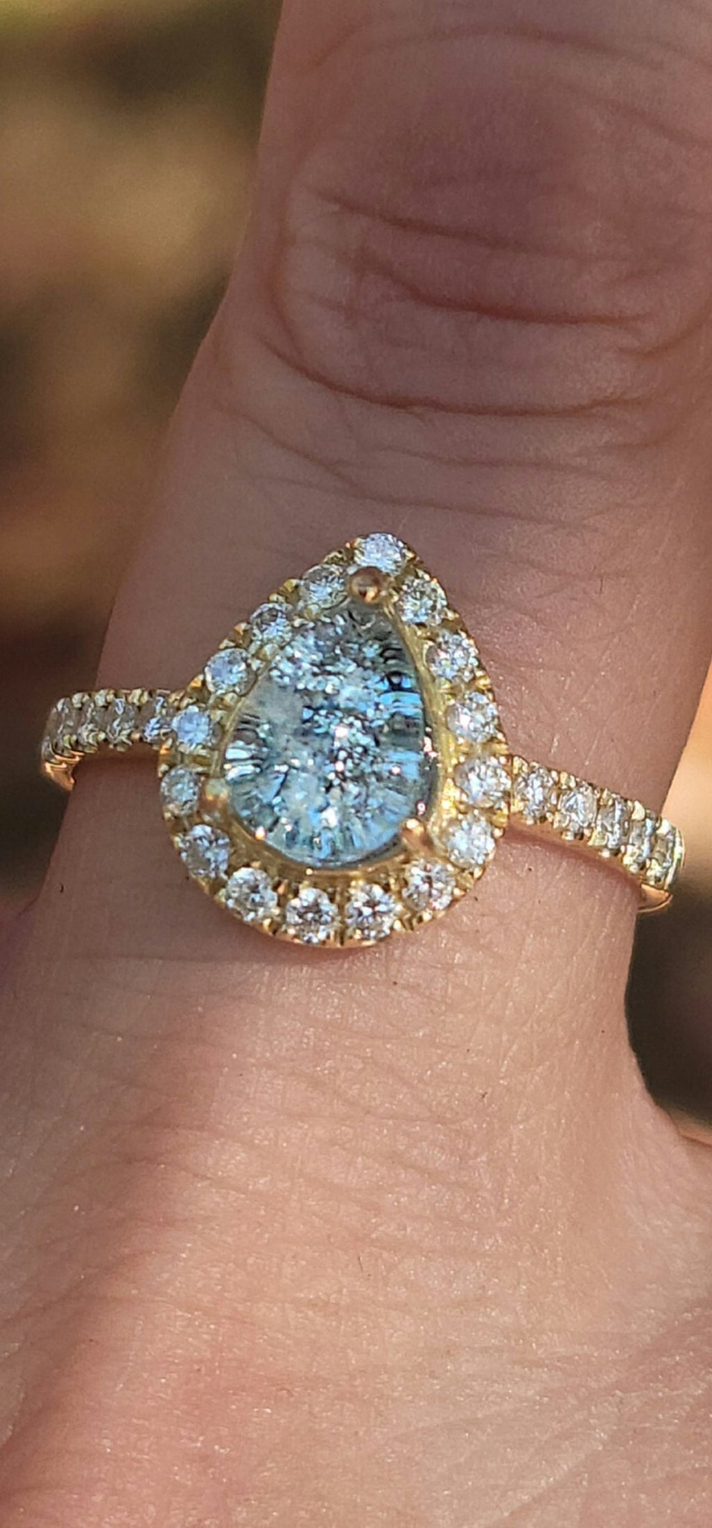 14k White or Yellow Gold Teardrop Halo Cremation Ring For Ashes 26 Moissanite Diamond Handmade Urn Custom Sizing