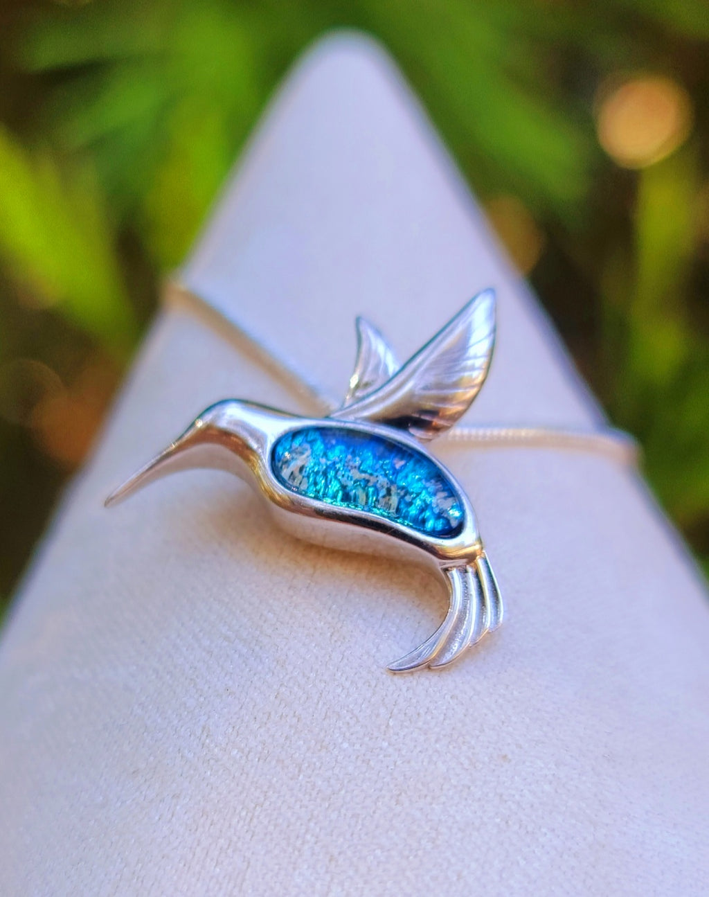 Hummingbird Cremation Ash Pendant Ashes InFused Glass Urn Pendant