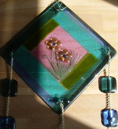 Beaded Flower Urn Ashes Infused Glass Cremation Art Sun Catchers Custom Designs Ashes in Glass by Infusion Glass