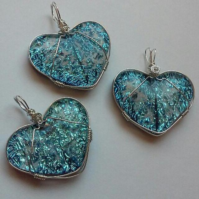 Mexican Blown Glass Heart, Aquamarine